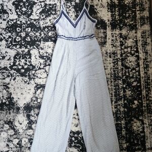 Spaghetti Strap Jumpsuit with Navy Trim